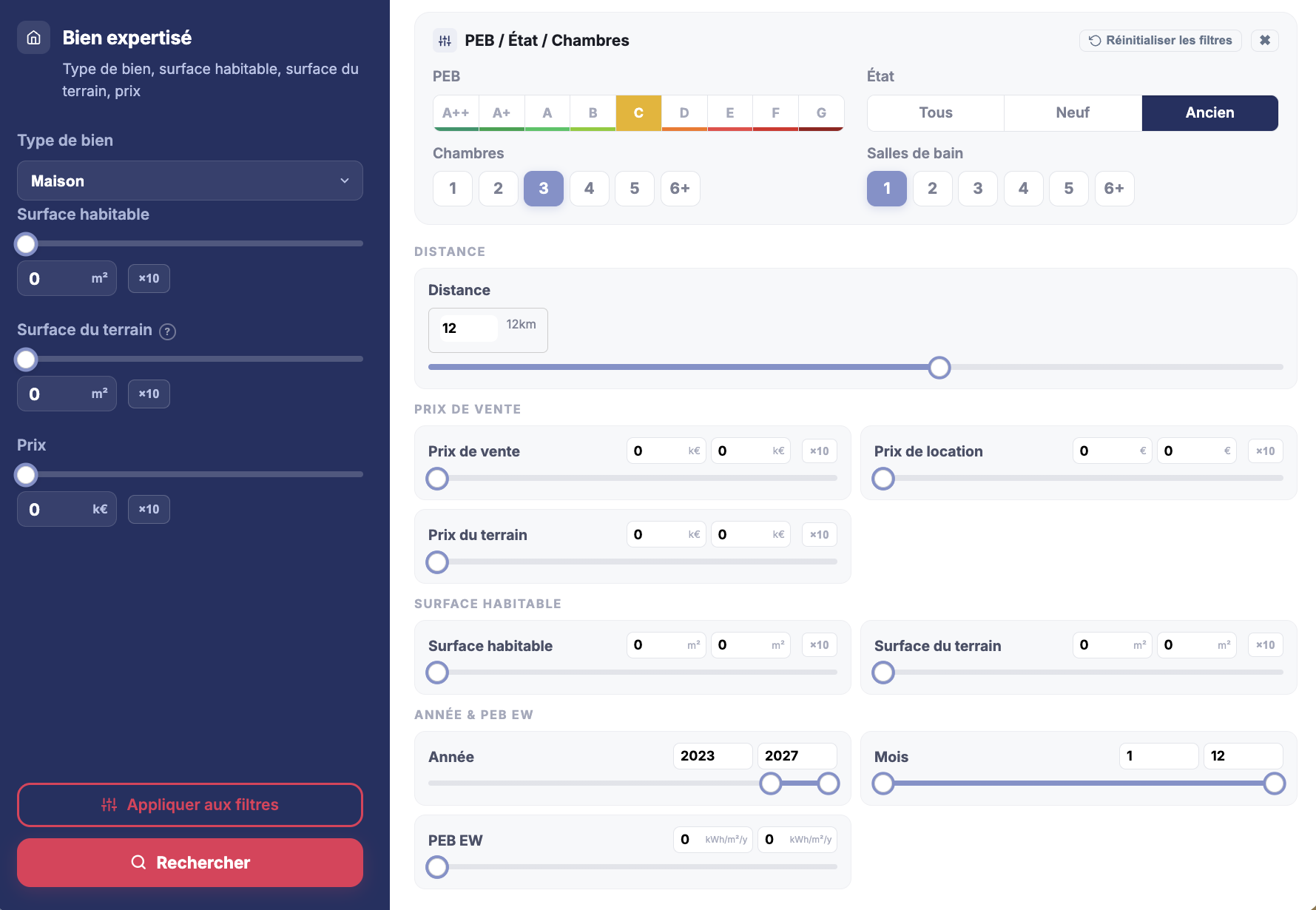 Screenshot of the PickItSmartly interface: filters for selecting comparable properties